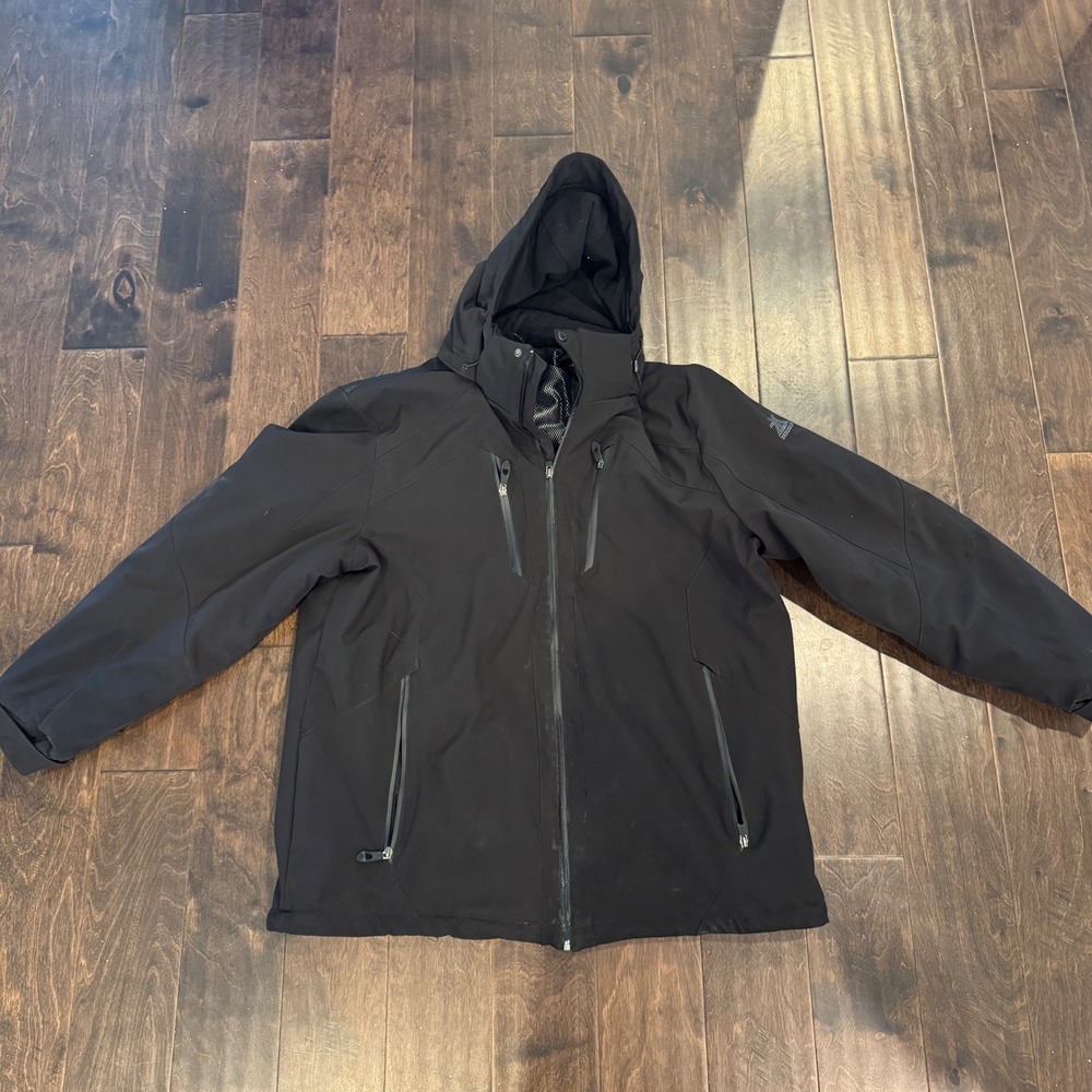 ZeroXposur Mens Ski Jacket Black Hooded Insulated Snowboard Coat XXL‎